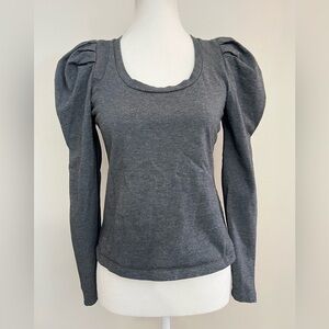 English Factory Puff Sleeve Grey Cotton Top XS